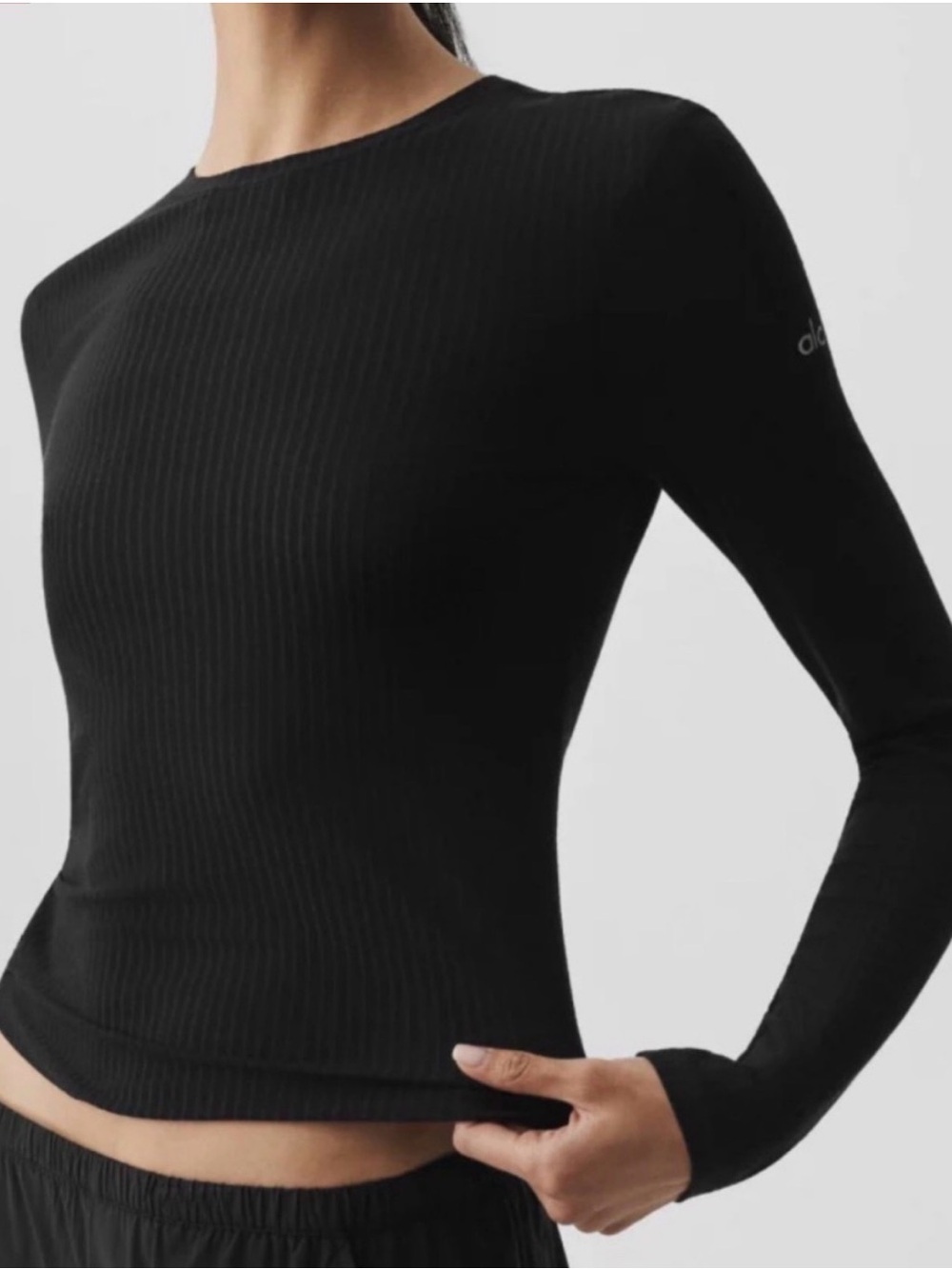 ALO Ribbed Sea Coast Long Sleeve in Black - small